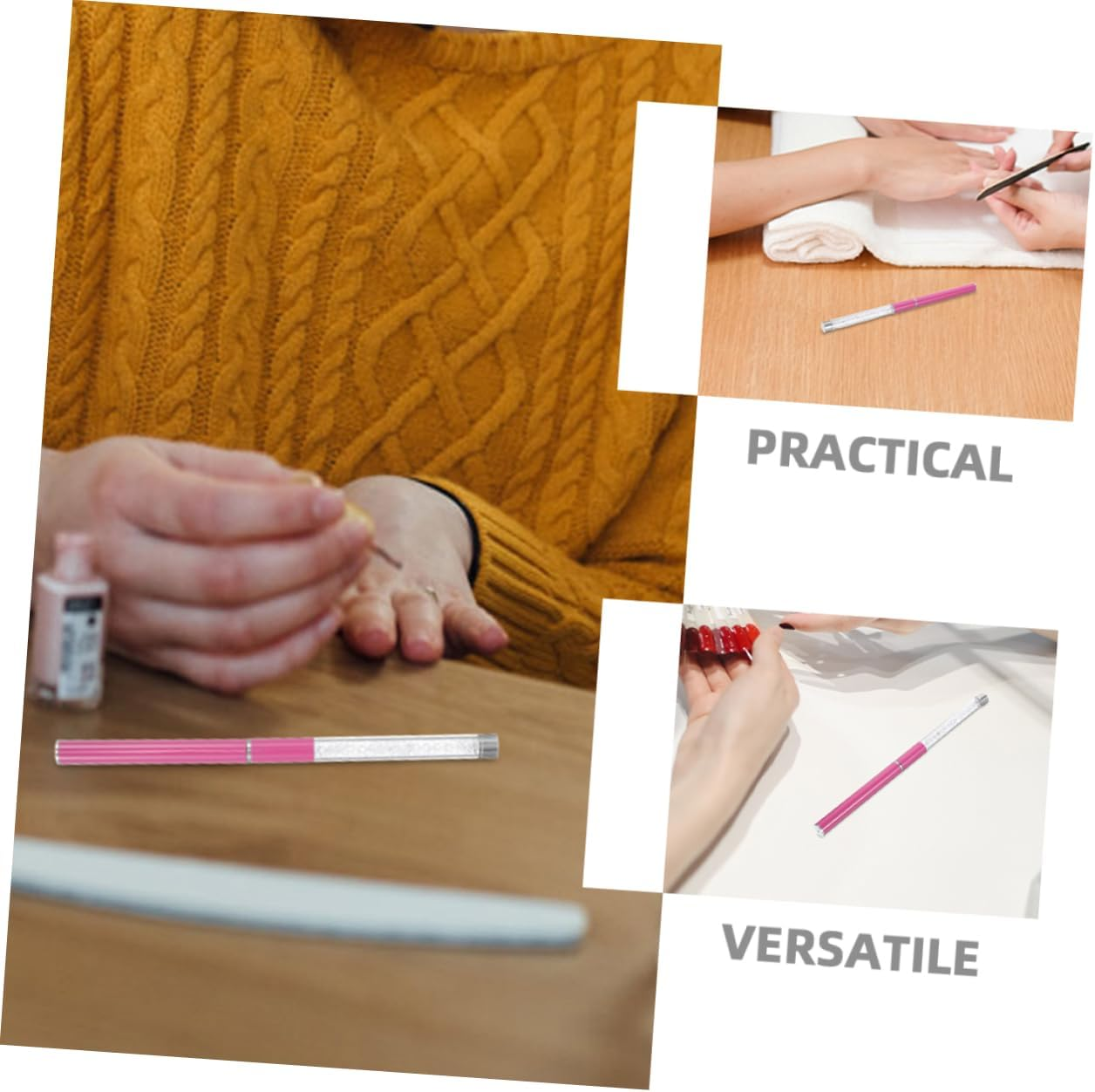 Healeved 2Pcs Nail Polishing Pen for Manicure Cuticle Remover Nail Buffer Tool Multi-Function Sanding Pen for Home Salon Use image number 5