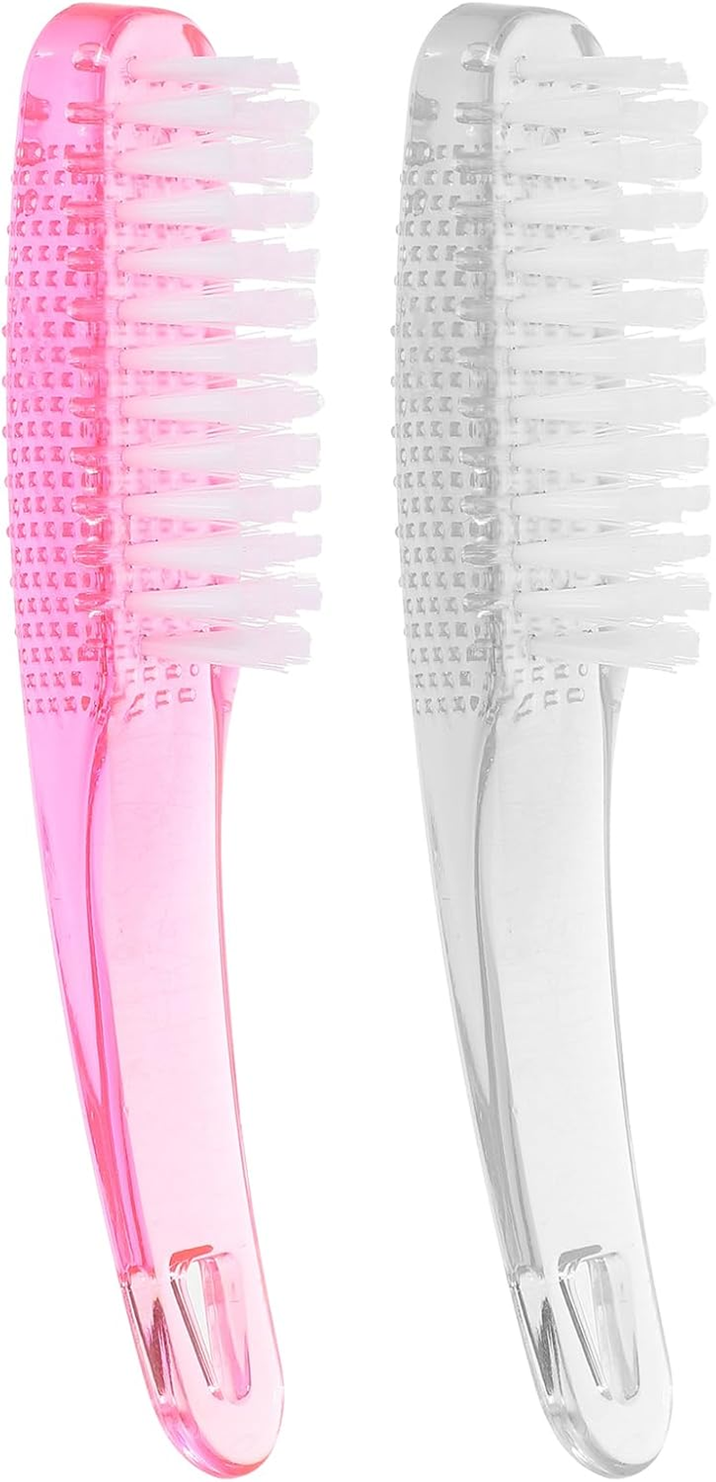 2Pcs Nail Scrub Brush Nail Brush Cleaner Fingernail Brush Duster Cleaning Brush Dust Brush Grip Plastic Curved Handle Manicure Brush for Nails Clean up Nail Nail Dust Brush image number 3