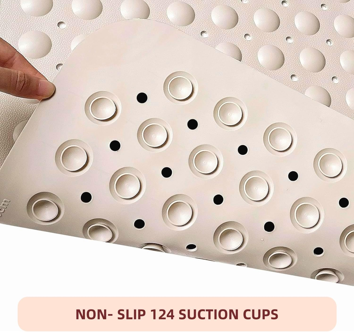 Non Slip Shower Mats for inside Shower, TPE Bathtub Mat Non-Slip, Bath Mat for Tub with Suction Cups, Drain Holes Bath Tub Mat for Bathroom，Bath Mat for Tub with Suction Cups（White） image number 6