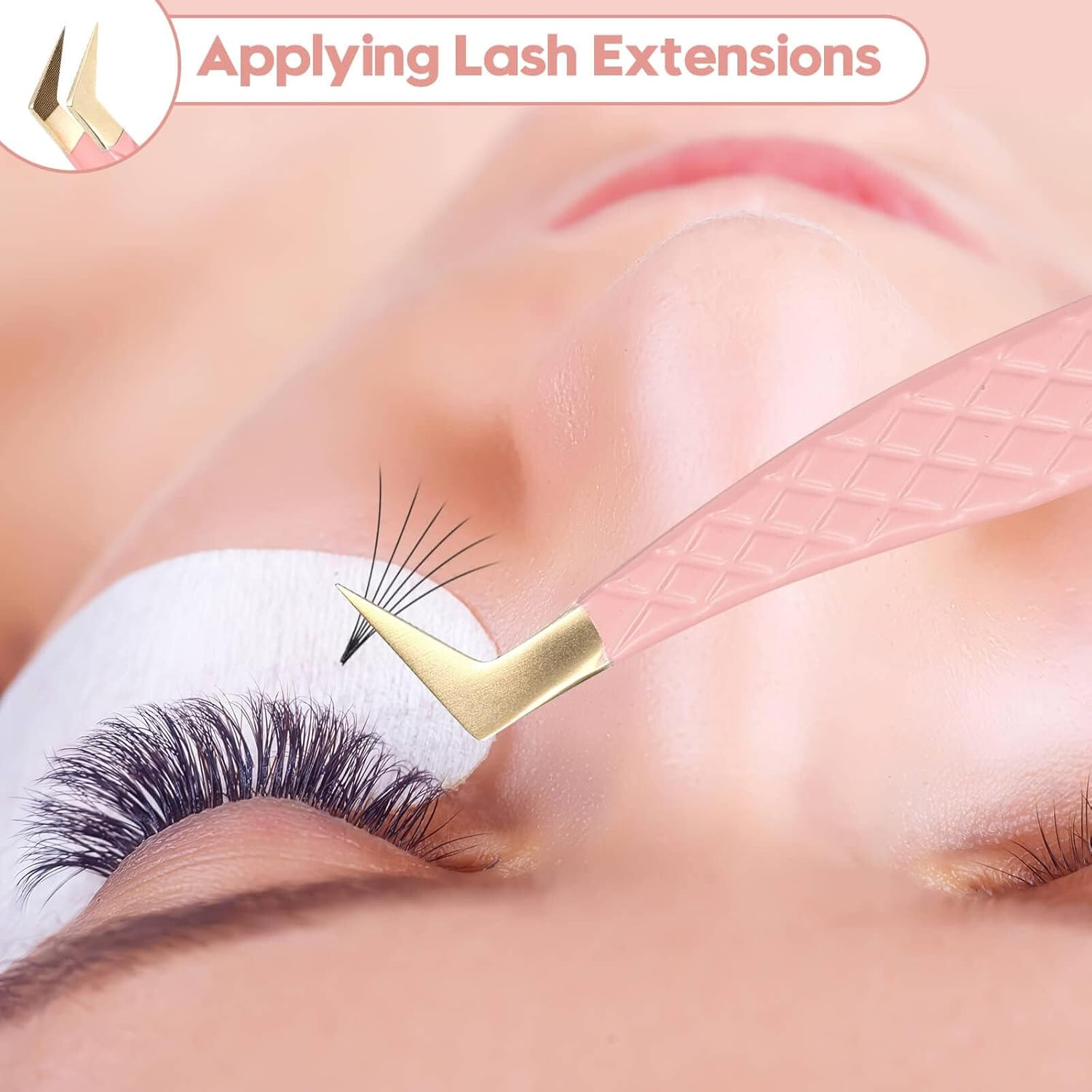 Professional 90 Degree Lash Tweezers, Precision Fibre Tip Grip for Eyelash Extensions, Mega Volume Application image number 5