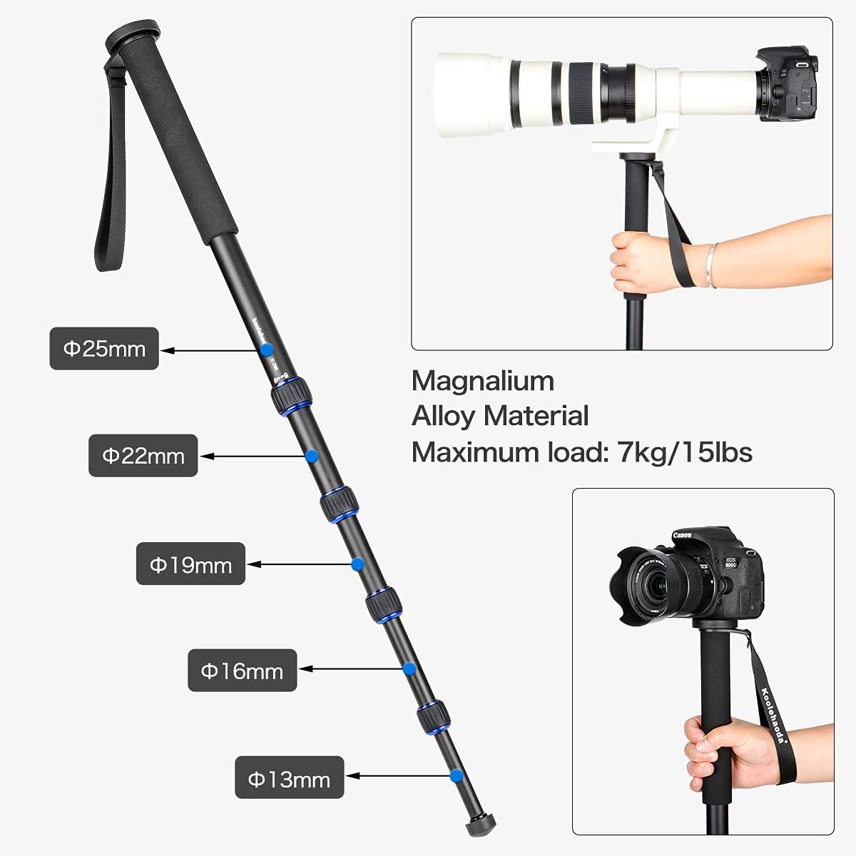 Koolehaoda Professional 65-Inch Camera Aluminium Monopod with Folding Three Feet Support Stand (K-288+A1 Base) image number 4
