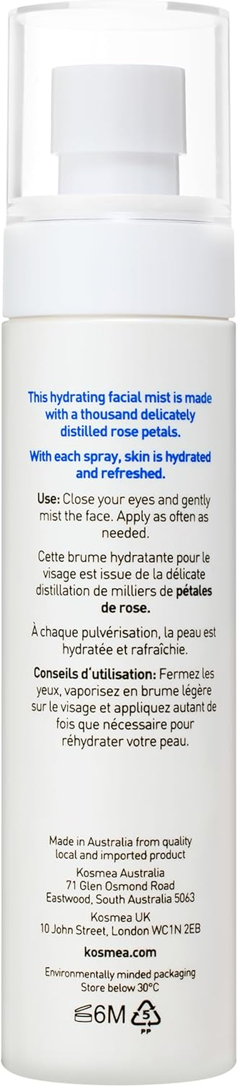 Kosmea Hydrating Rosewater Mist 150Ml - a Refreshing Facial Mist to Assist with Hydration and Toning of the Skin image number 5
