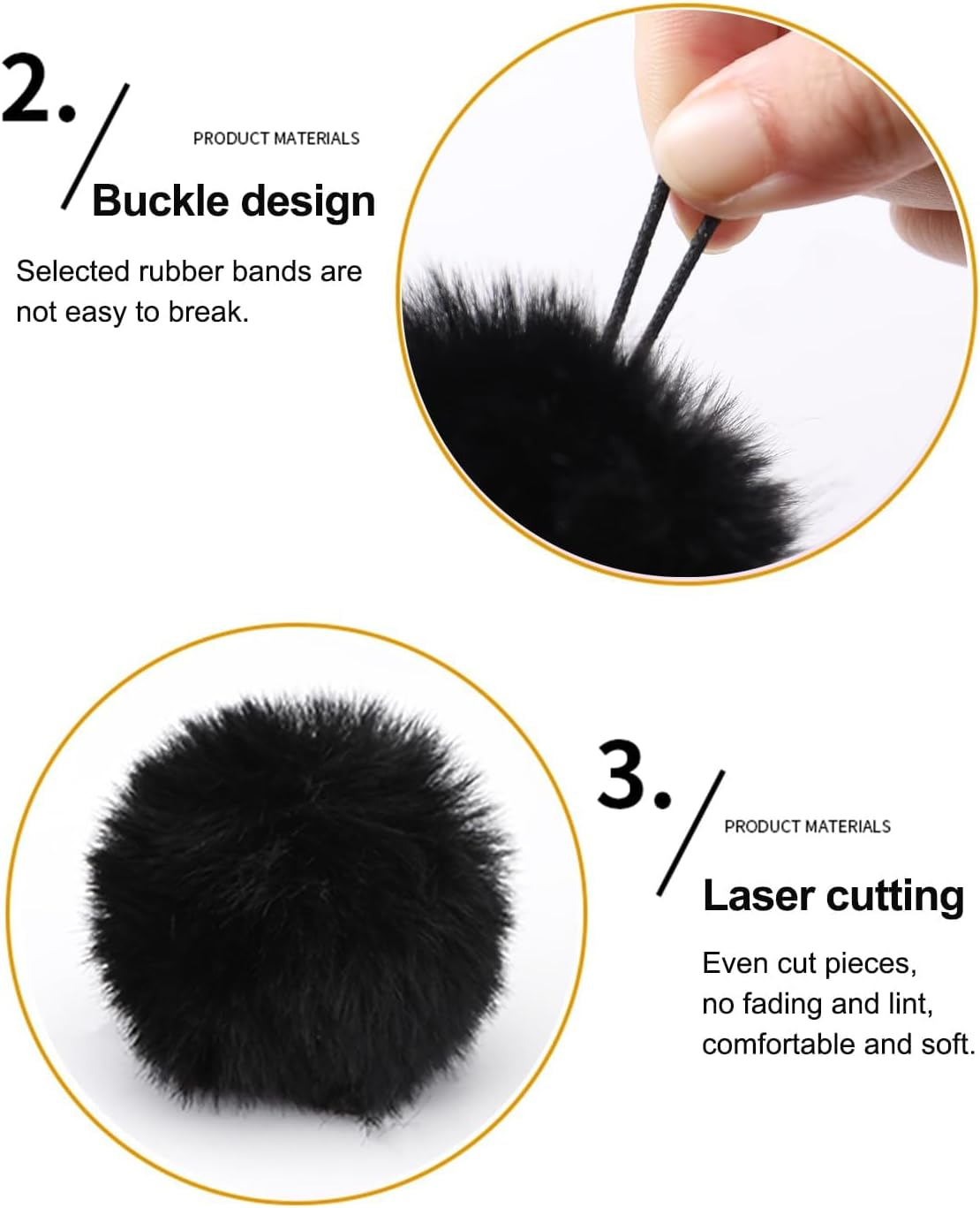 MIUPOO Craft Pom Pom Balls,Black Poms Costume Accessory, Pom Pom Balls for Arts and DIY Creative Crafts Decorations,Black,1.5 Inches,20 Pieces. image number 5
