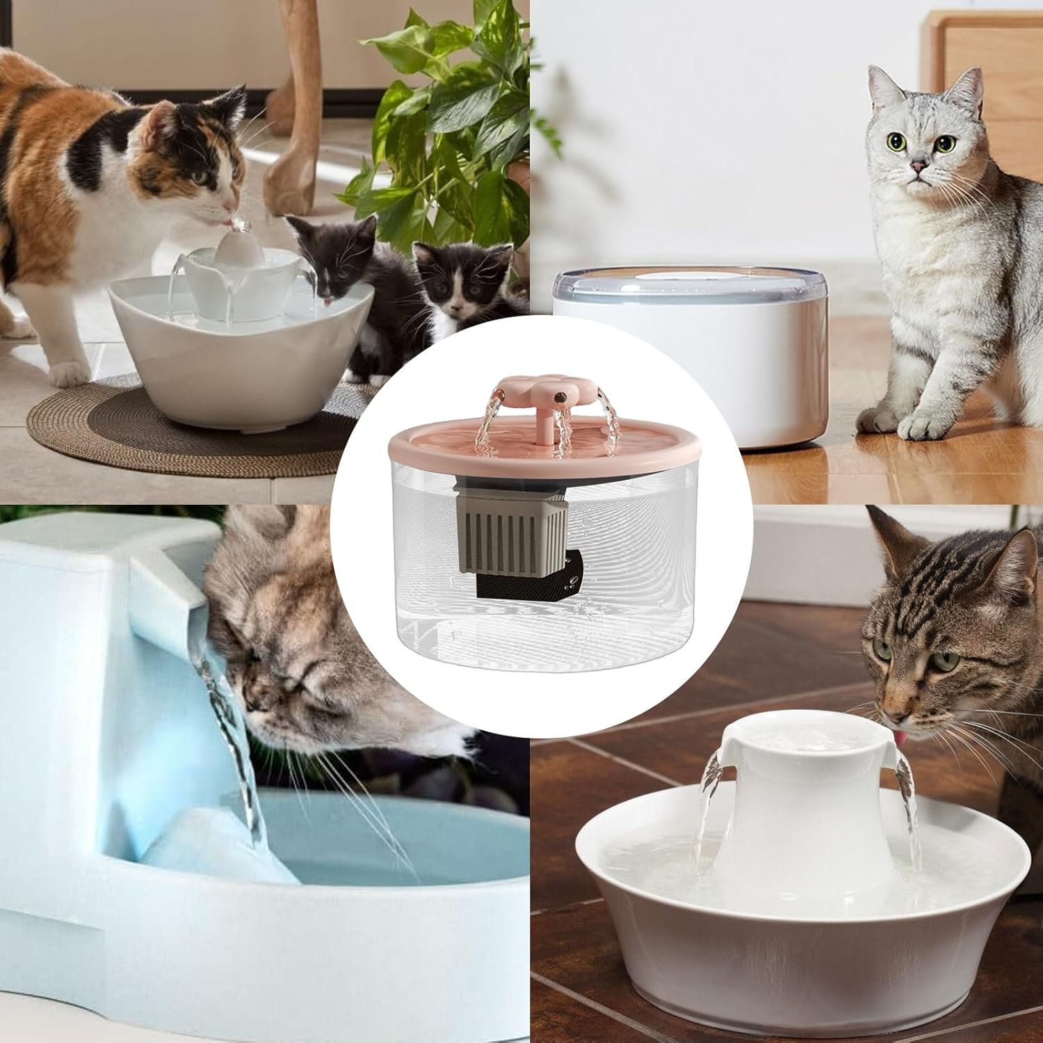 Cat Fountain 1.2L, Dog Water Dispenser, Quiet Drinking Bowl for Home Kitchen Living Room Play Area Apartment Indoor Bedroom image number 1