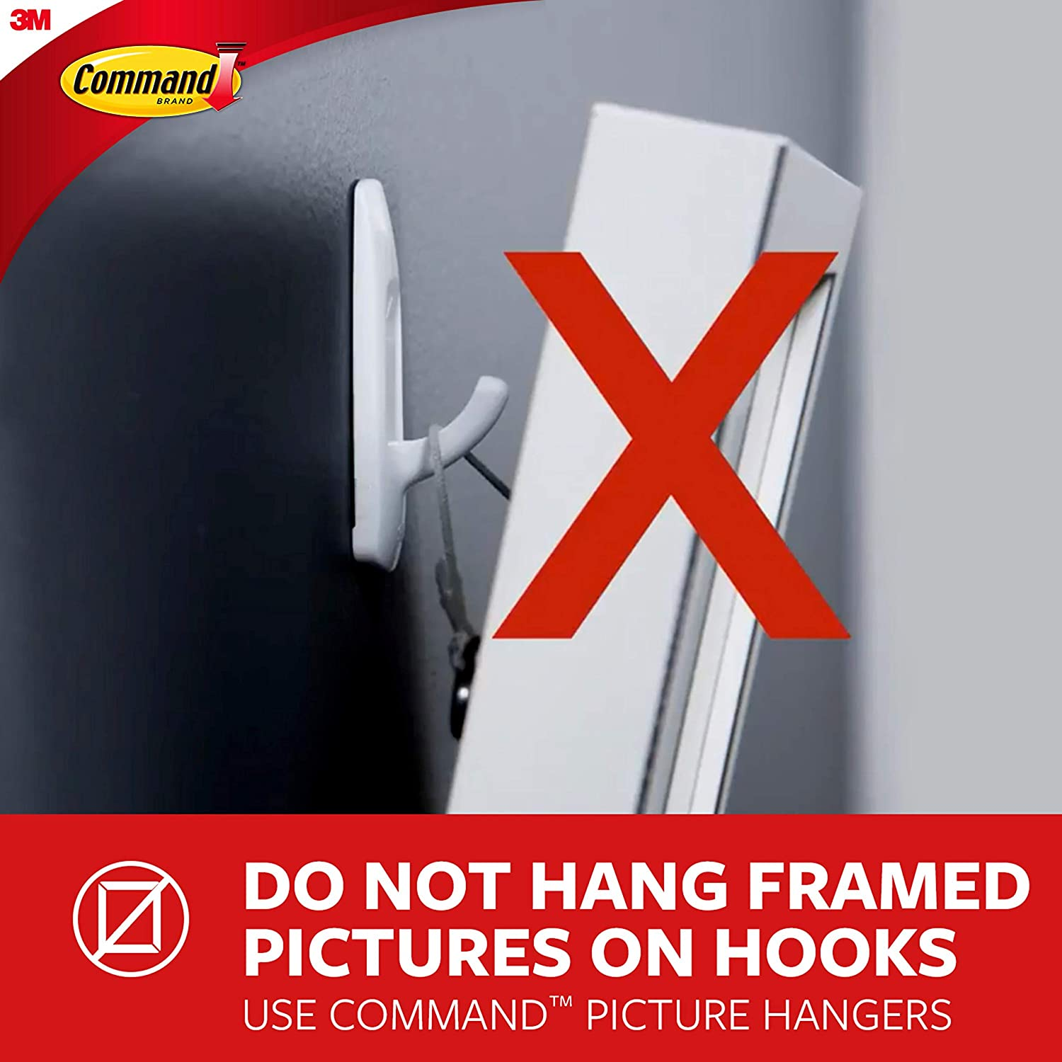 Command Large Wall Hooks, Damage Free Hanging Wall Hooks with Adhesive Strips (2 Pack, Brushed Nickel) image number 1