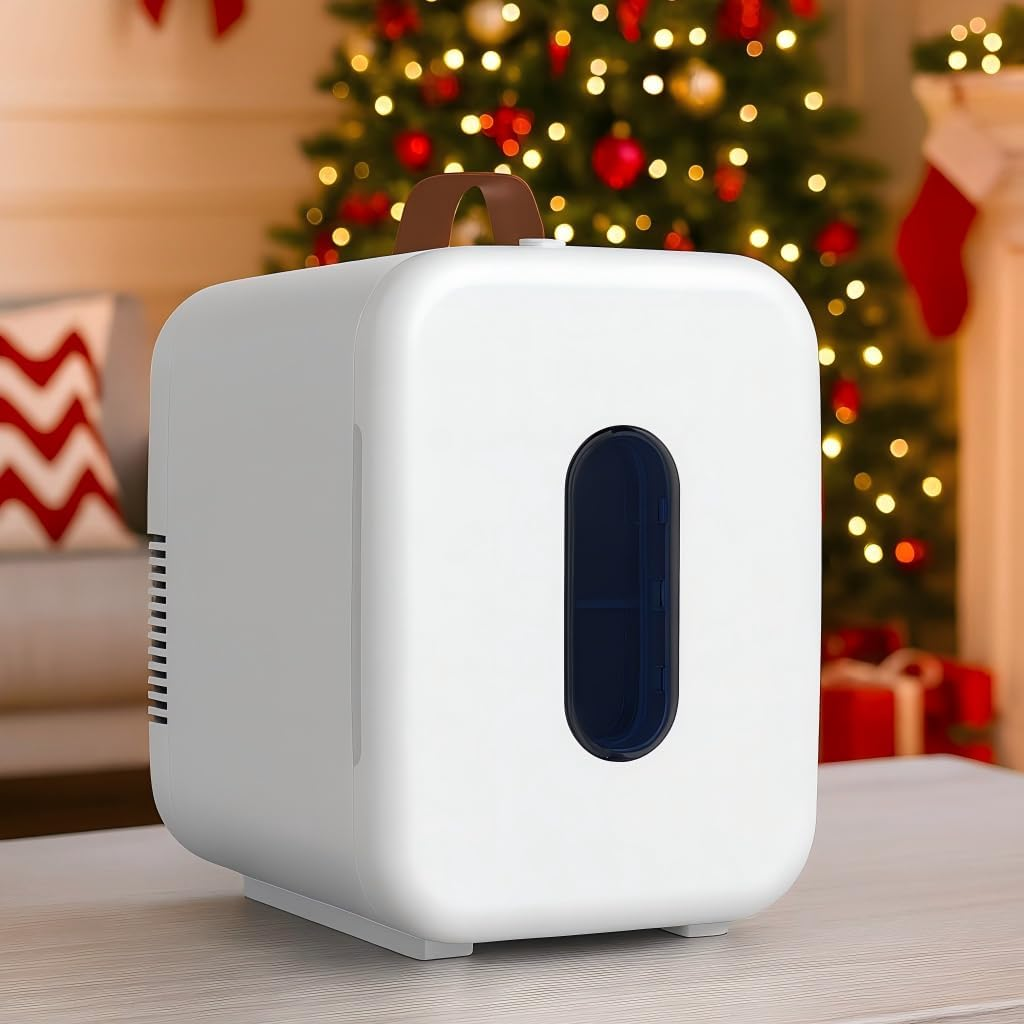 10L Portable Mini Fridge, Compact Car Refrigerator, Skincare Cosmetic Beauty Makeup Personal Fridge, White image number 1