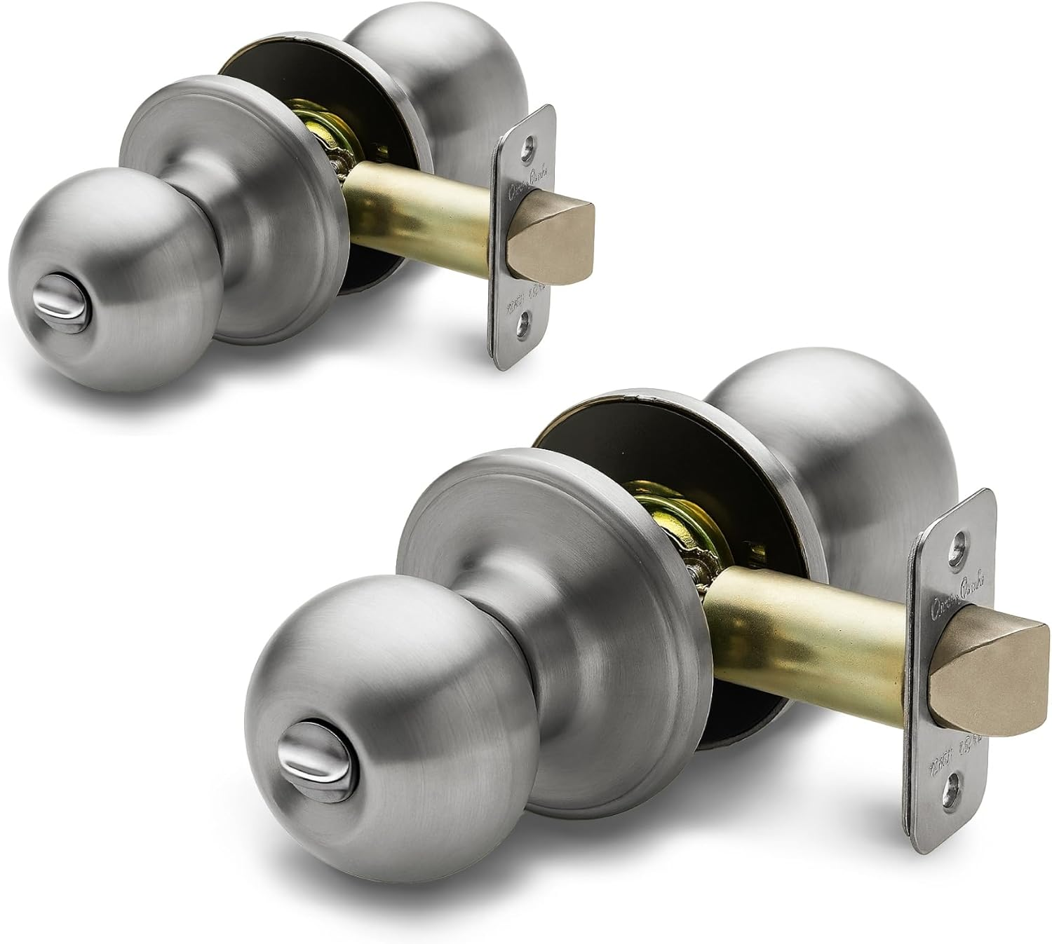 Copper Creek Colonial Passage Interior Door Knob &ndash; ANSI Grade-3 Certified, Modern Heavy Duty Handle, Easy Install and Reversible for Bedroom, Bathroom and Closets &ndash; Satin Stainless (3 Pack)