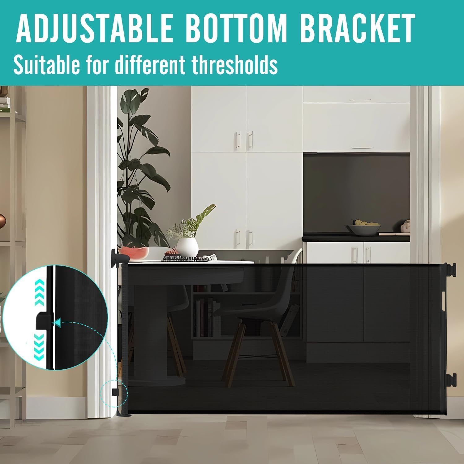 Retractable Baby Gate Retractable Driveway Gate 33" High Extends to 118" Wide Baby Gate Stairs Doorways Indoor Retractables Gates Outdoor Extra Wide for Enhanced Safety Mesh Gates(86Cmx300Cm, Black) image number 3