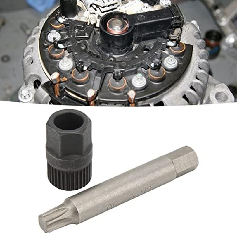 Alternator Pulley Wrench, Alternator Decoupler Pulley Tool 33 Teeth Spline Socket T50 Drill Bit Puller Remover Tool, Easy to Use with Replaceable For, image number 5