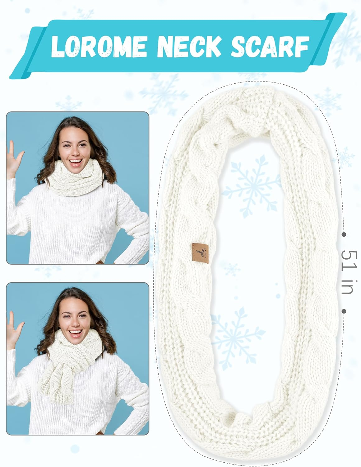 Winter Hat Scarf Gloves and Ear Warmer, Warm Knit Beanie Hat Touch Screen Gloves Set Winter Gifts Neck Scarves for Women - Beige Black Mix image number 3