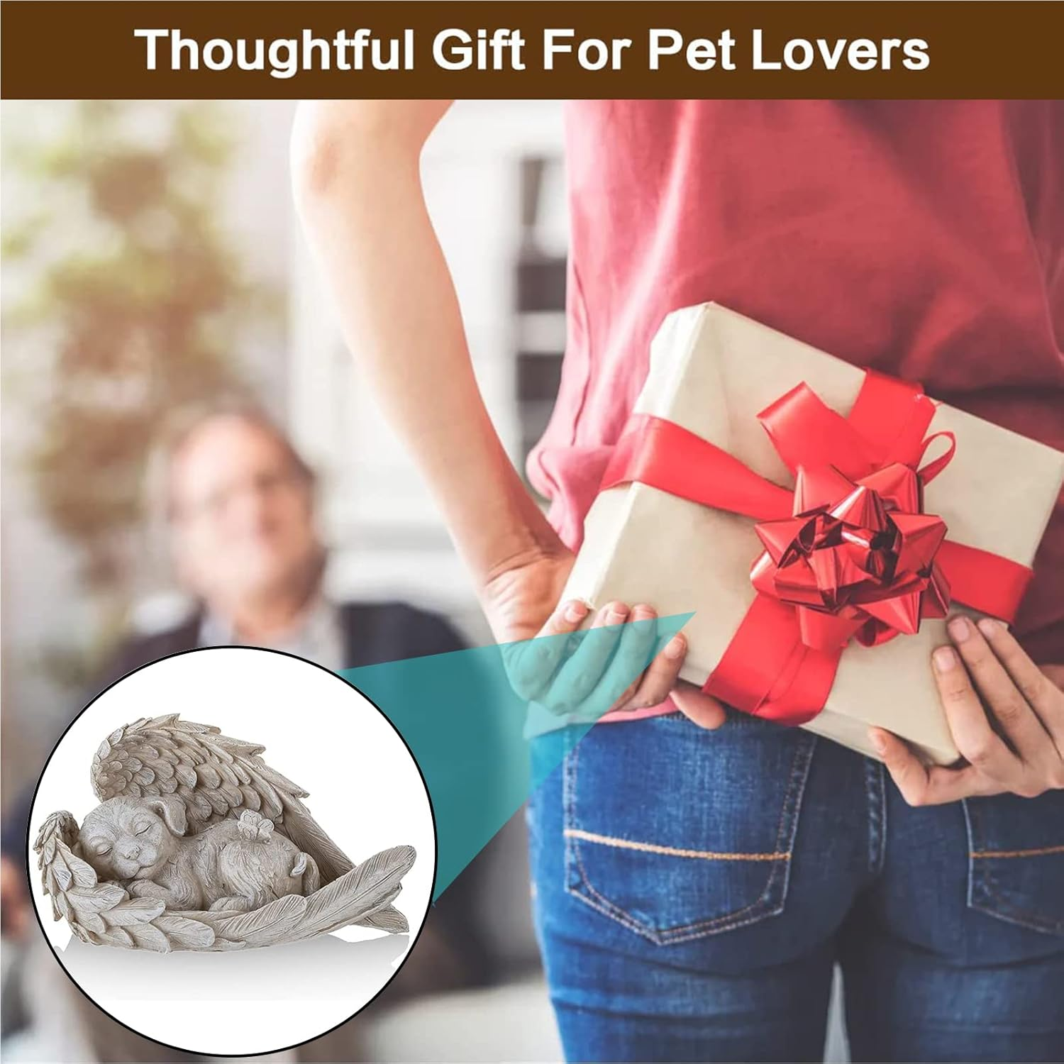 AOTOPYU Cat Dog Angel Pet Memorial Grave Marker Tribute Statue, Decorative Pet Memorial Animal Garden Statue, Polyresin, Memorial Stone Cat/Dog, Dog Angel Memorial Statue (Angel Dog) image number 4