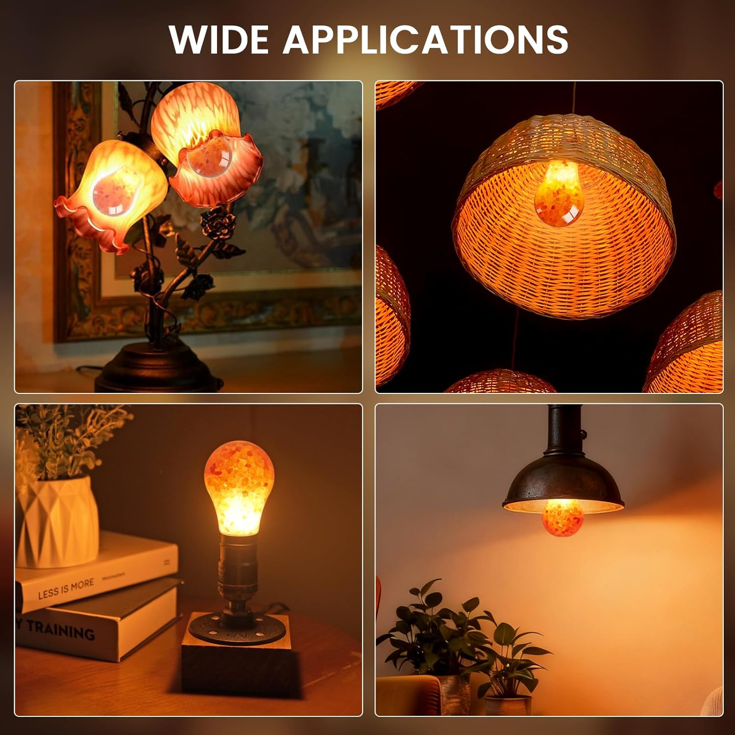 Brightark E27 LED Bulbs, E27 Edison Screw Bulb 6W, Himalayan Salt Light Bulb Warm Wihte 2200K, Amber Light Bulbs for Bedroom, Living Room, Non Dimmable image number 3