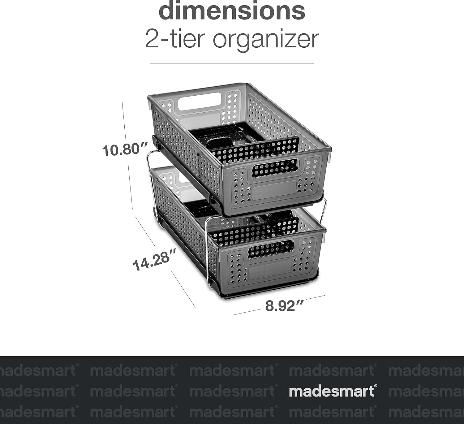 Madesmart Nested Two Tier Dividers under Sink Organizer, 2, Case Pack of 4, Carbon image number 4