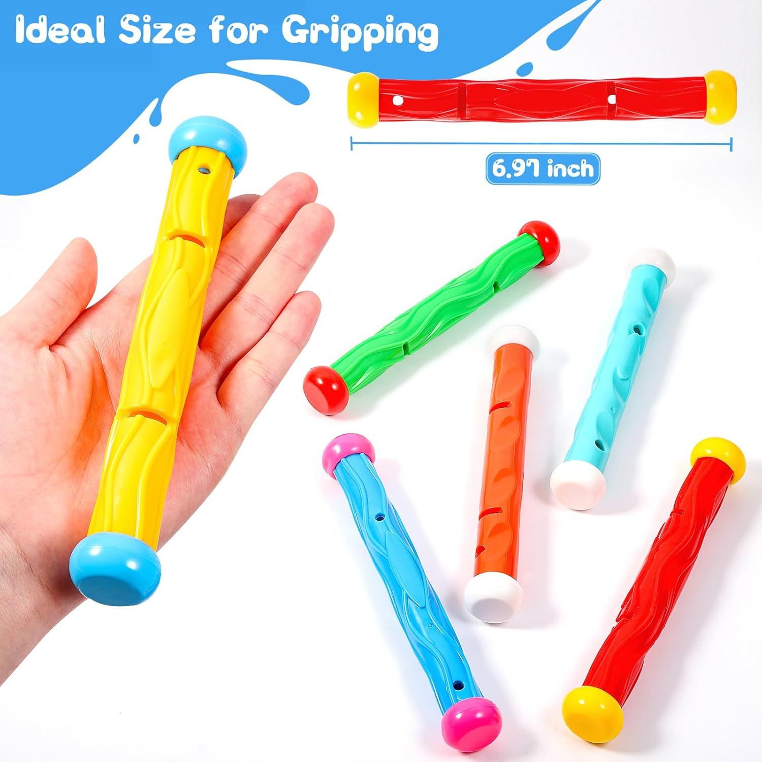 ASONA 8 PCS Diving Sticks Pool Toys for Kids, Sinking Swimming Training Sticks, Underwater Pool Games for Boys & Girls Ages 4-12, Party Favors, Throwing & Diving Toys image number 2