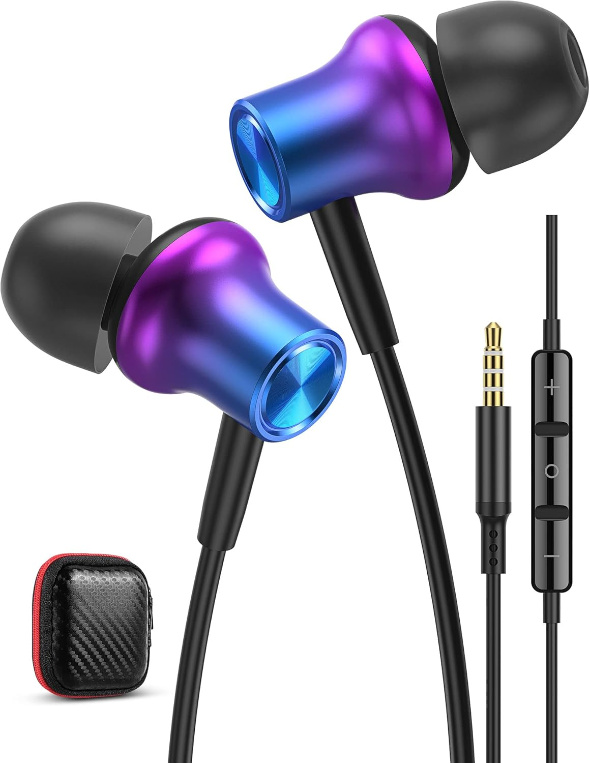 Imangoo 3.5Mm Wired Headphones Magnetic Hifi Stereo in Ear Corded Earbud with Microphone Volume Control Aux Earphones Electronics Airplane Headset for Ipod MP3 MP4 PC Laptop Computer Chromebook Purple image number 3