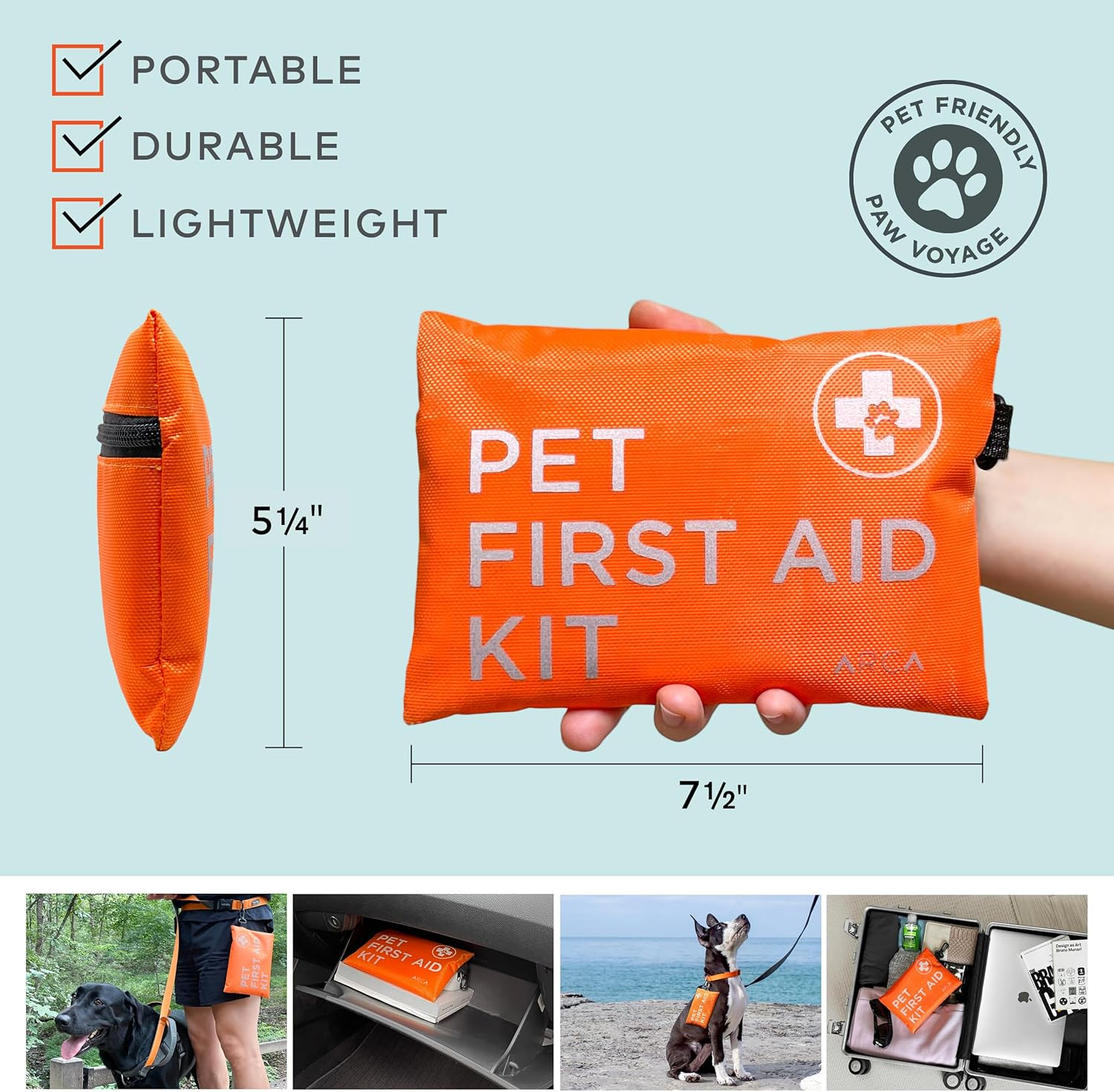 Dog First Aid Kit - Pet Emergency Kit Dog Travel Kit for - Water Resistant High Visibility Reflective First Aid Pouch Dog Camping Essentials for Pets for Hiking, Backpacking, Sports, Hunting