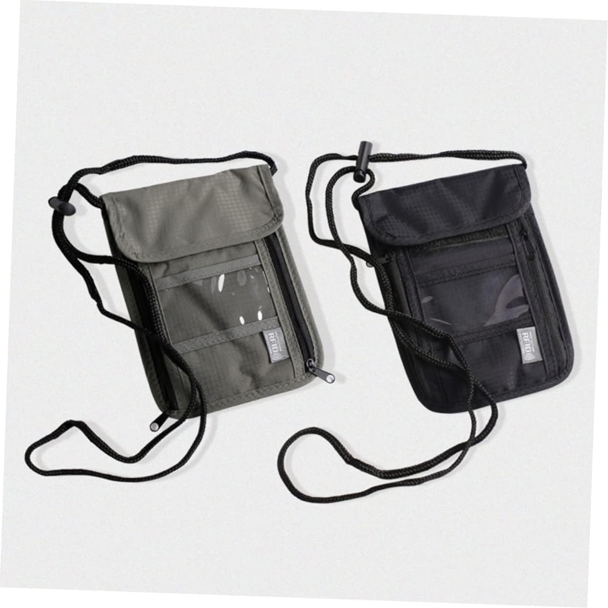 HOUDERCO Waterproof Passport Holder Travel Wallet Pocket Multifunctional Neck Hanging Bag for Men and Women Grey image number 3