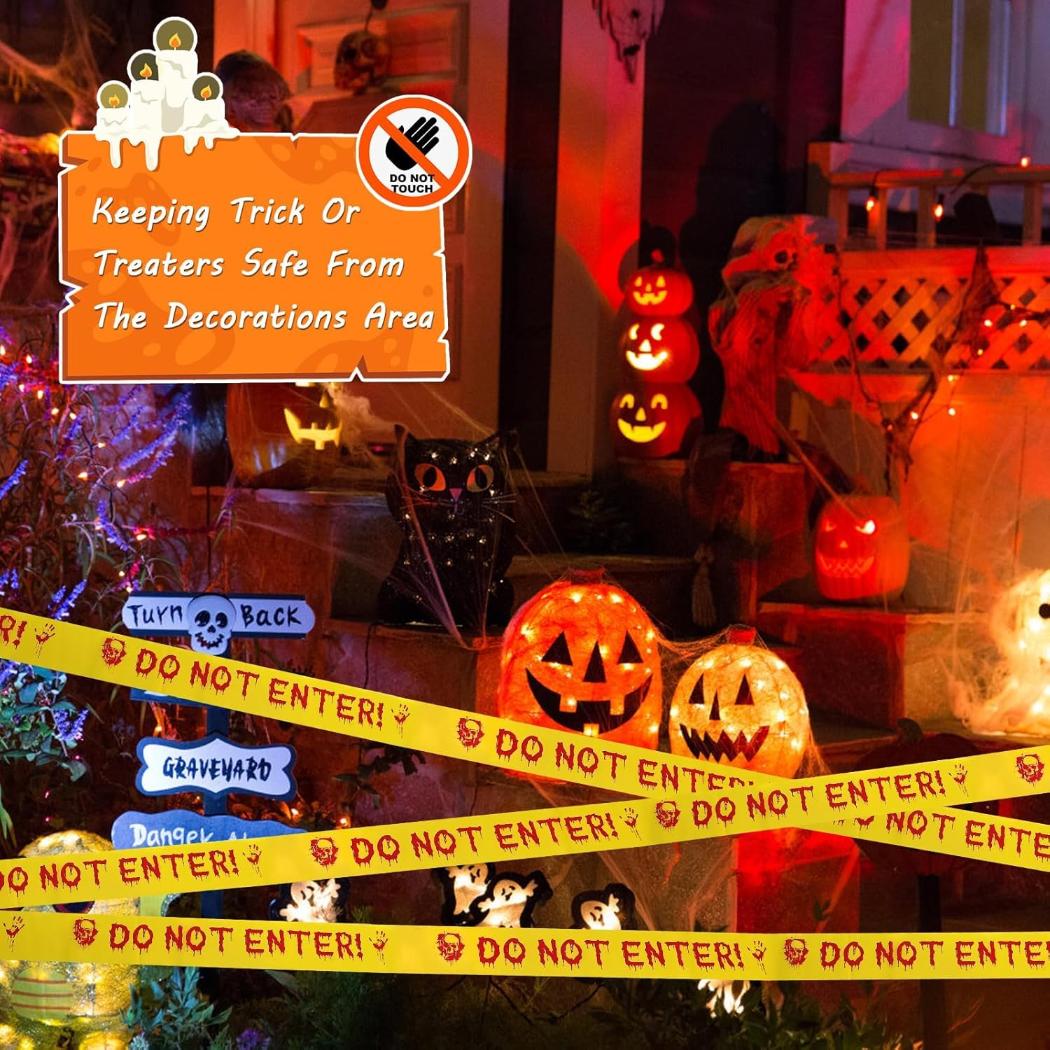 Halloween Decorations Caution Tape 3Inch X 82Feet Do Not Enter Scary Warning Tape for Crime Scene Indoor & Outdoor Decor Halloween Party Decorations Haunted House Danger Zones