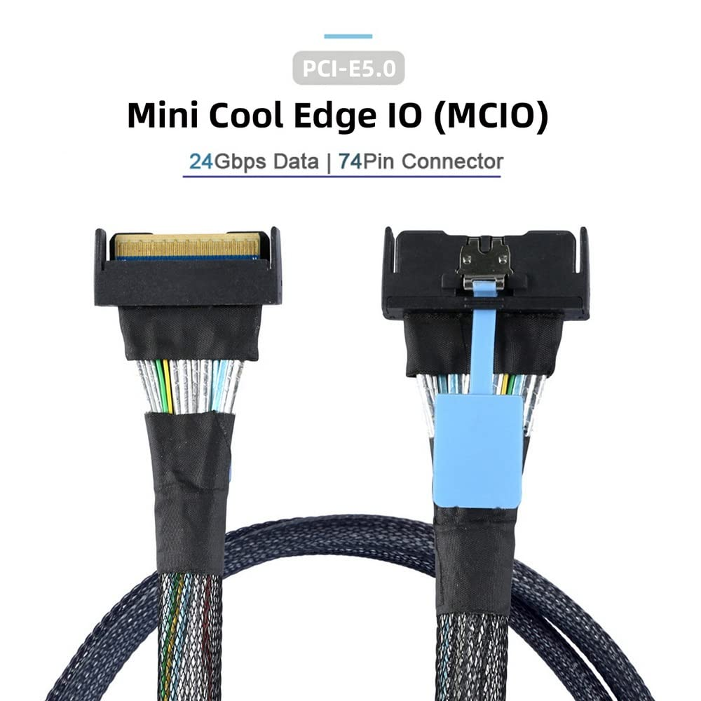 Xiwai Slimline MCIO 8I 74Pin Male to MCIO PCIE 5.0 4.0 74Pin Male Extender Cord, PCI-E 5.0 Mini Cool Edge IO MCIO Cable 50Cm image number 4