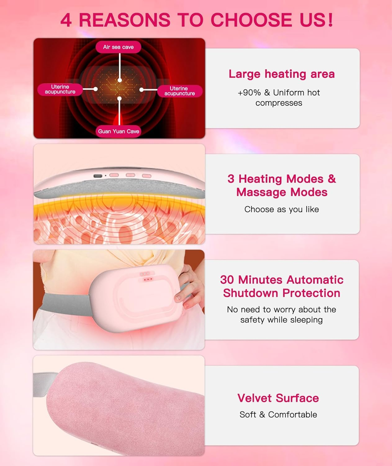 Heating Pads for Cramps, Portable Cordless Menstrual Heating Pad for Period Pain Relief, Back or Belly Fast Heating Pad with 3 Heat Levels and 3 Vibrations Modes for Girls Women image number 1