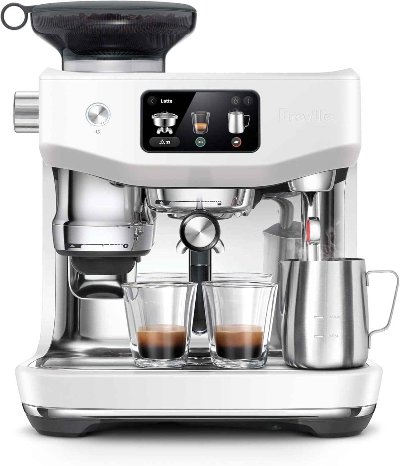 Breville the Oracle&trade; Jet Automatic Espresso Machine with Grinder & Milk Frother, Espresso Maker with Touchscreen, Cappuccino & Latte Machine for Home, BES985BTR, Black Truffle