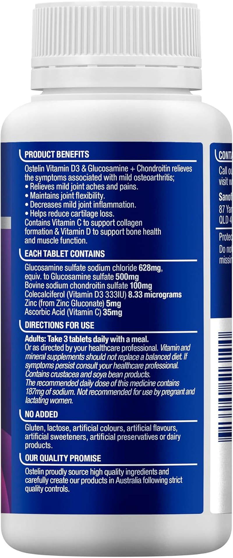 Ostelin Vitamin D3 and Glucosamine + Chondroitin Tablets (90 Tablets) image number 5