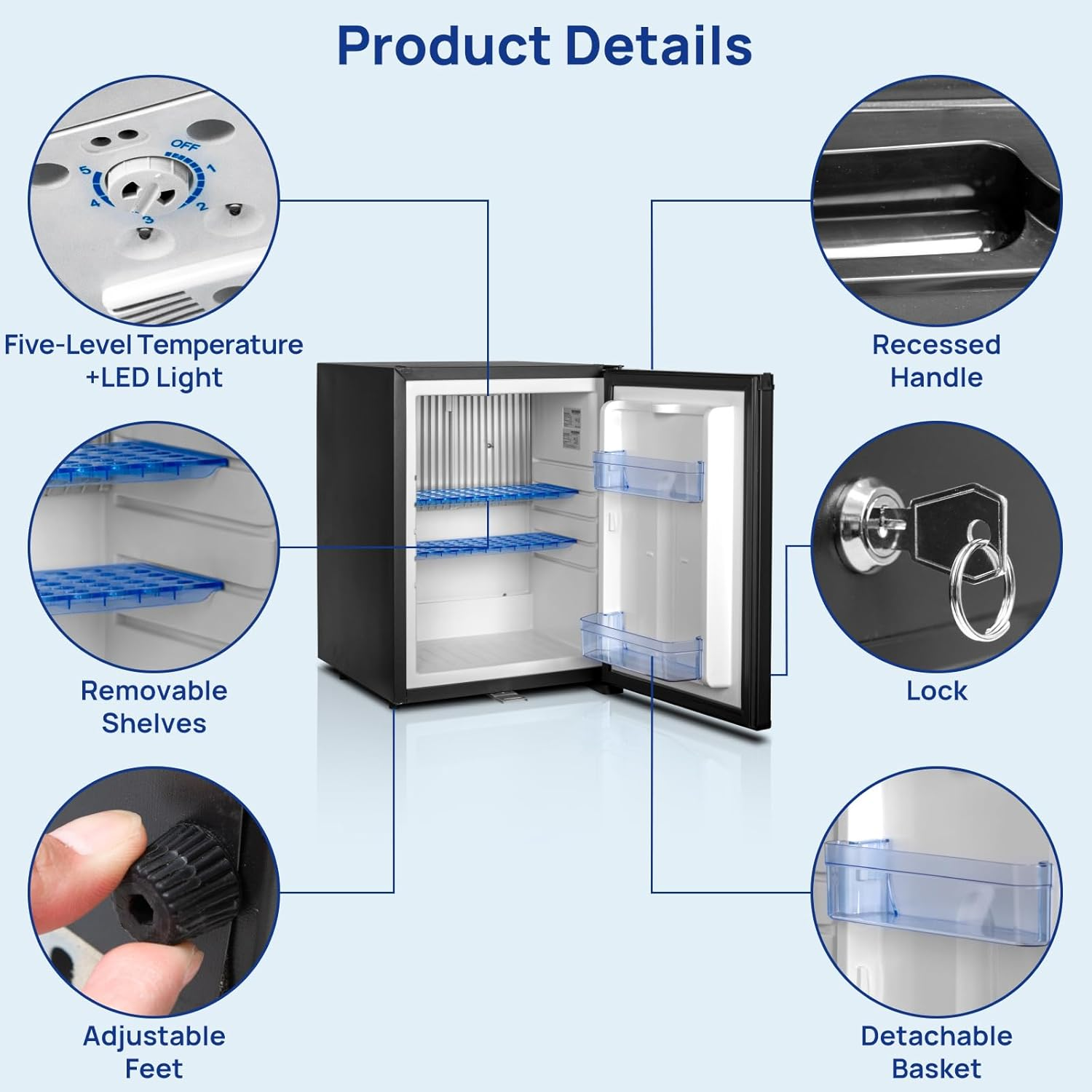 Smad 40L Portable Fridge, 12V Motorhome Fridge, Campervan Lockable Refrigerator for RV, Van, Office, Truck, Camper, Caravan, Black image number 1