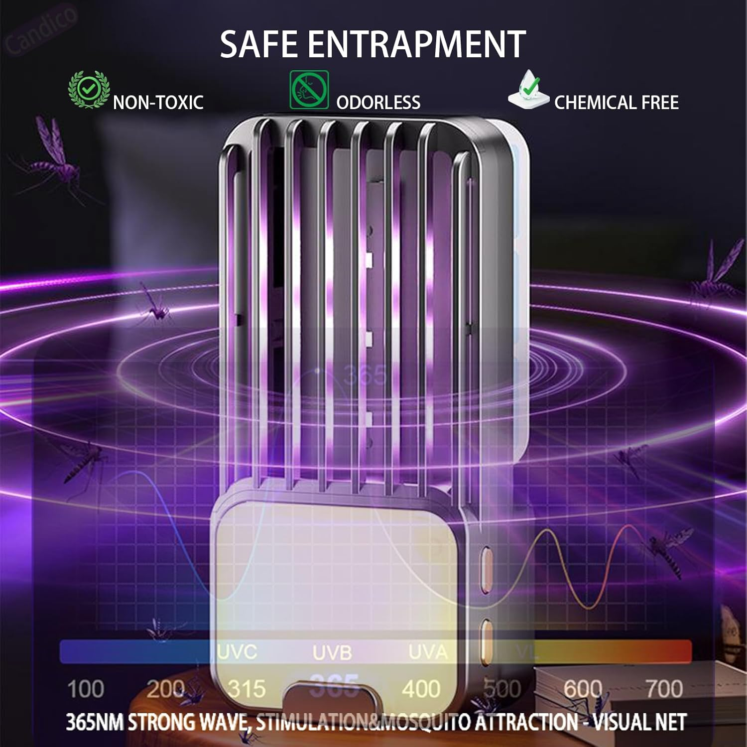 Mosquito Zapper,Usb Plug Fly Zapper Flying Insect Trap for Flies, Fruit Flies, Moths & Gnats,Bug Zapper Indoor UV Attractant Stick Gnat Trap Catcher&Adjustable Night Light&5Pcs Adhesive Cards image number 1