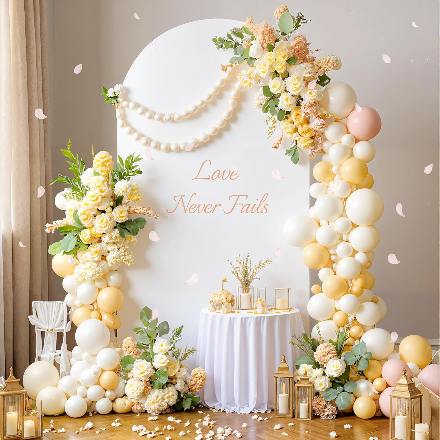 Wedding Arch Backdrop Cover, 6.6FT White Blue Arch Cover Stretchy Backdrops, Double-Sided Arch Stand Covers for Wedding Ceremony, Baby Shower, Birthday Party Decoration image number 4