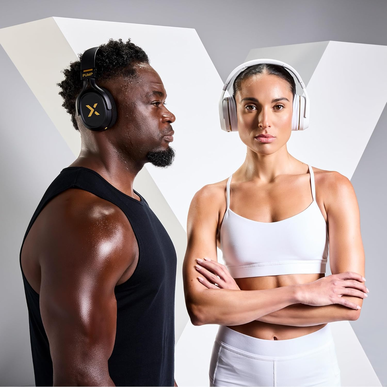 Blueant Pump X - the Gym Headphones | Sports Headphones | Cushioned & Cooling Ear Pads | (ANC) Active Noise Cancelling/Advanced Transparency | Wireless | up to 58Hr Play Time (Black | Gold) - White | Gold image number 4