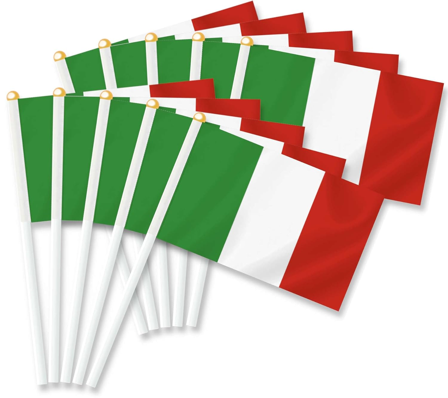 10 PCS Italy Handheld Small Flag, Italian Hand Held Mini Decor Decoration Banner image number 1