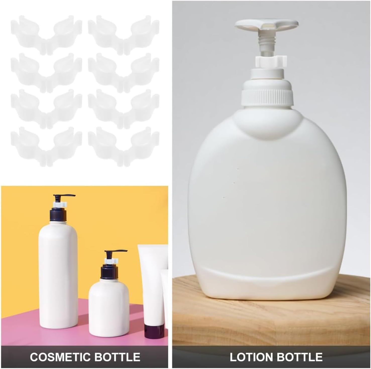 Lexziuo 30PCS Leakproof Cosmetic Bottle Pump Clip, PP Material Pump Lock Clips for Shampoo Lotion Dispensers, Leak-Proof Travel Cap for Skincare Haircare Bottles image number 4