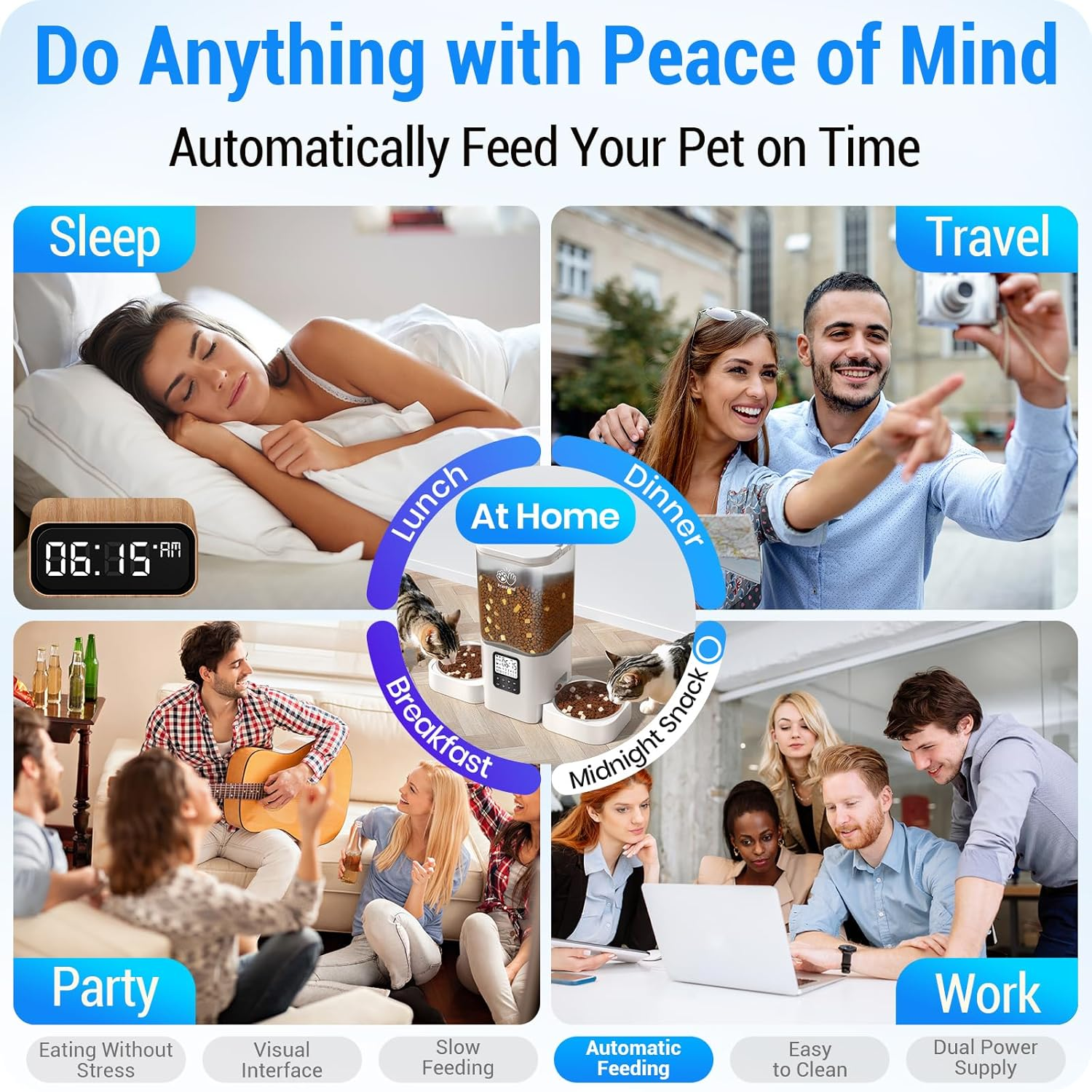 Frienhund 7L Automatic Cat Feeder with Slow Feed for 2 Cats: Automatic Dog Feeder with Information Visualization Interface, Cat Food Dispenser for Multiple Pets, Detachable for Easy Cleaning image number 4