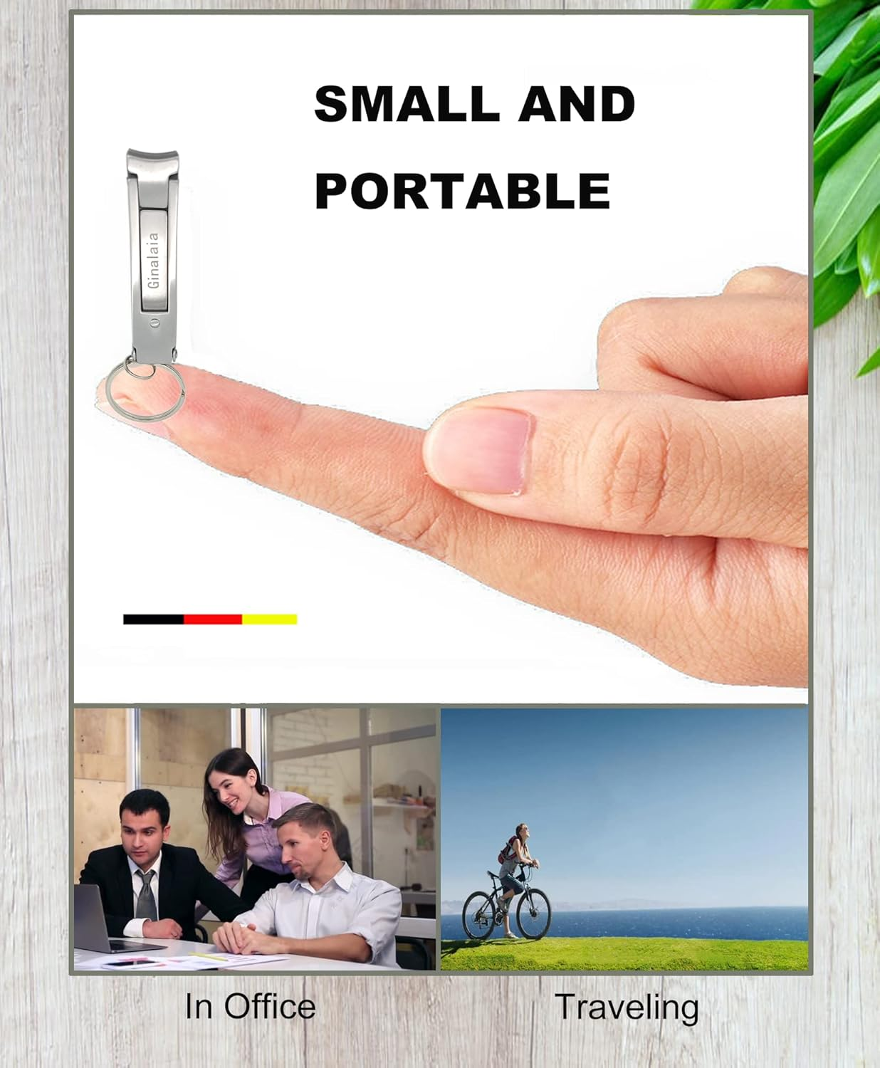 Ginalaia Stainless Steel Portable Nail Cutter，German Keychain Nail Clipper with File for Man and Women, Ultra Thin Flat Fingernail Clipper Perfect Use for Traveling、 Home 、 Office (Small, 1) image number 2