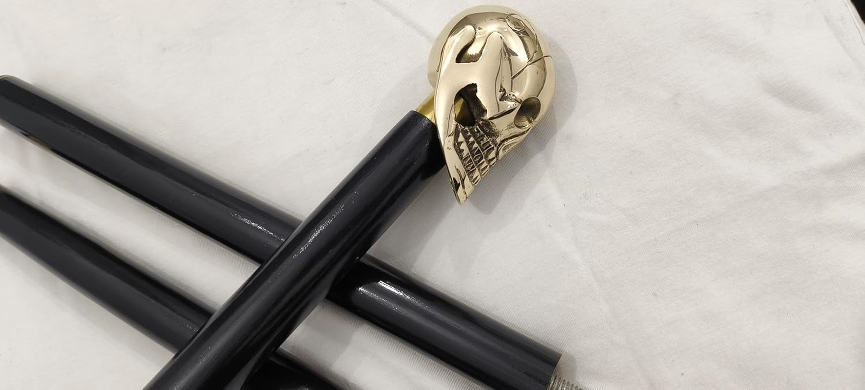 Generic Skull Head Walking Cane Rosewood Wooden Walking Stick Soild Brass Handle & Wood Walking Stick - Decorative Walking Cane for Men & Women Unisex Gift (36 Inch) image number 1