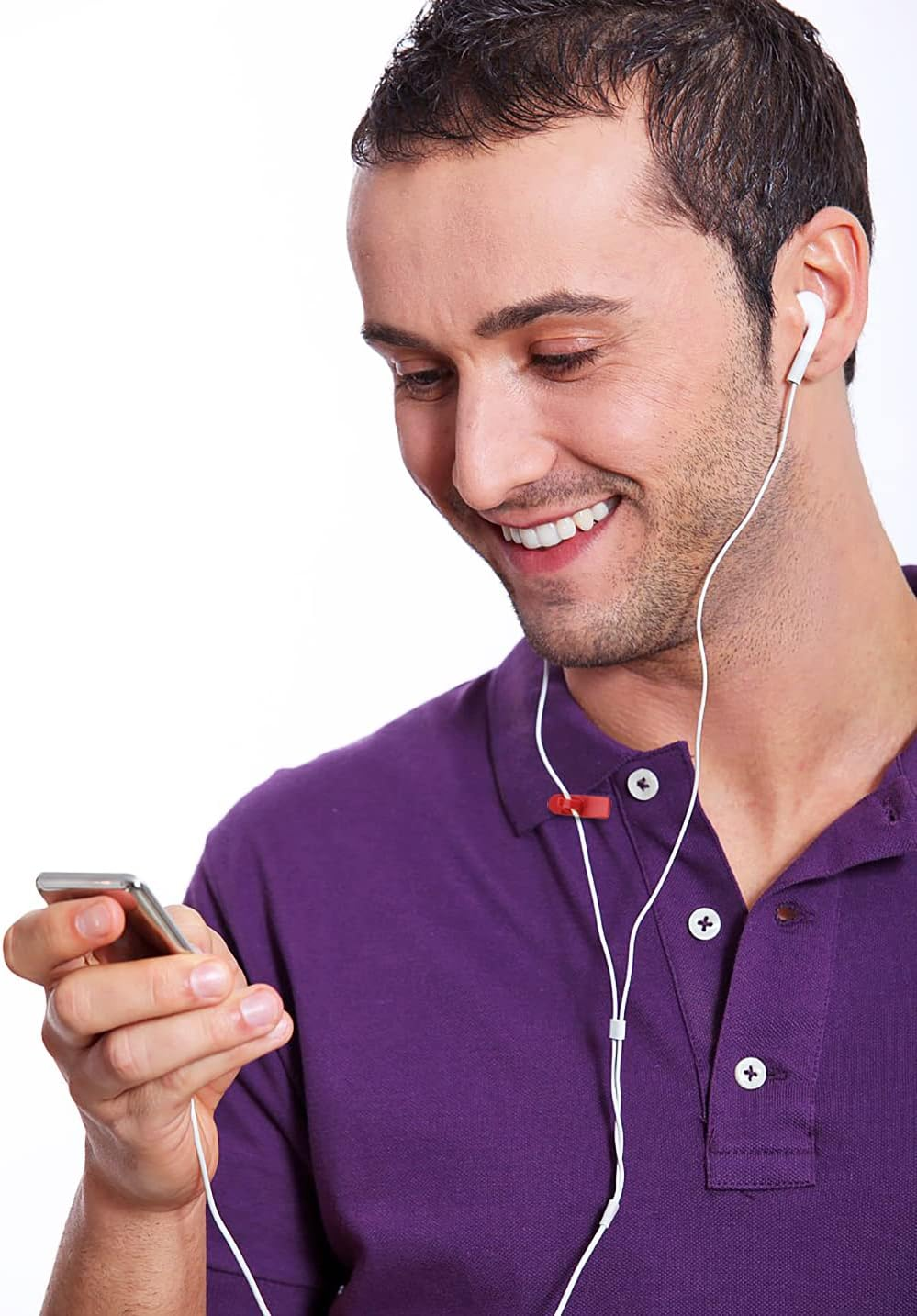 Mini Skater 5Pcs Earphone Cable Wire Clip 1 Inch Length Small 360 Degree Rotate Headset Wire Clip for Headphone Earphone (Red) - Clear image number 3