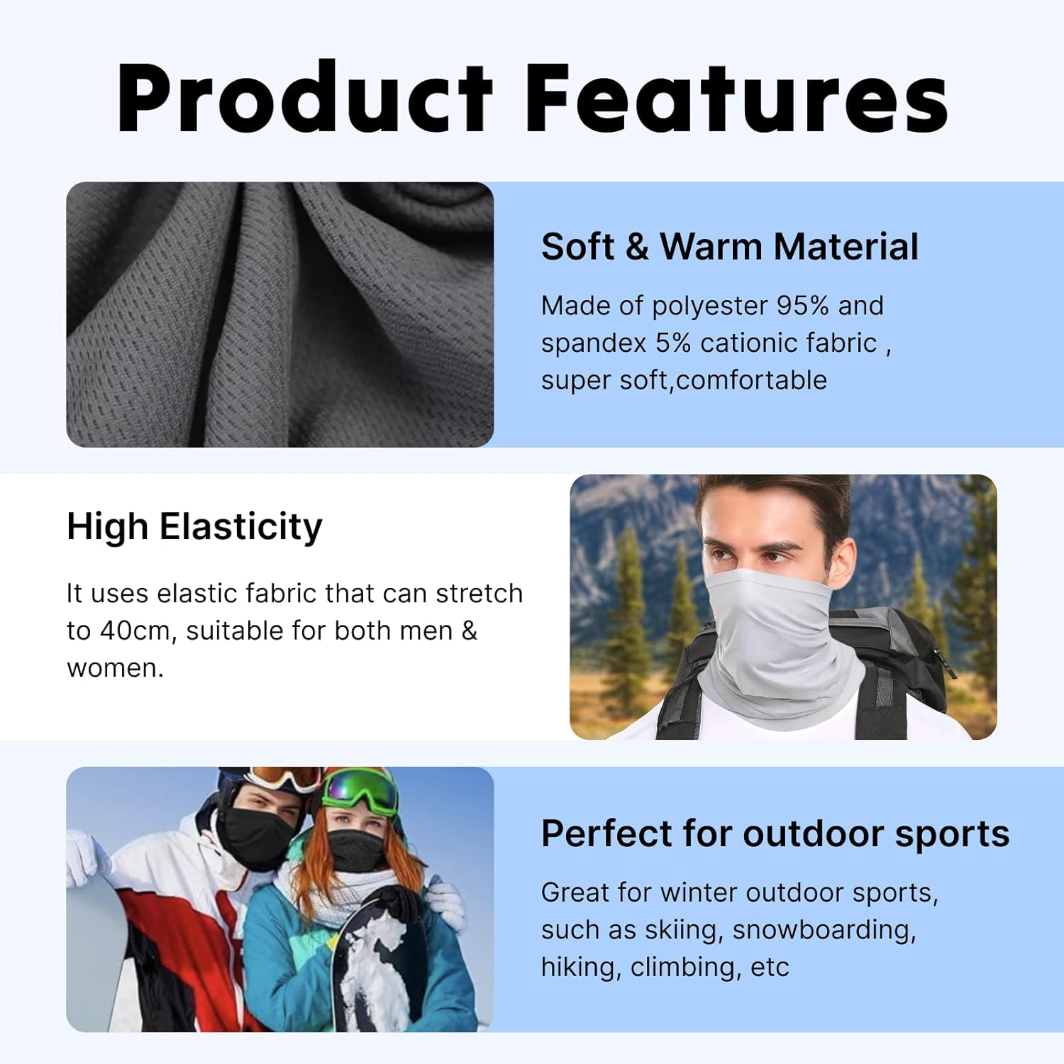 3 PCS Summer Face Cover Scarf, UV Protection Neck Gaiter, Breathable Outdoor Face Mask, Multi-Functional Headband Tube Bandana, Ice Silk Viscose Fiber Elastic Scarf for Sunscreen and Fishing image number 1