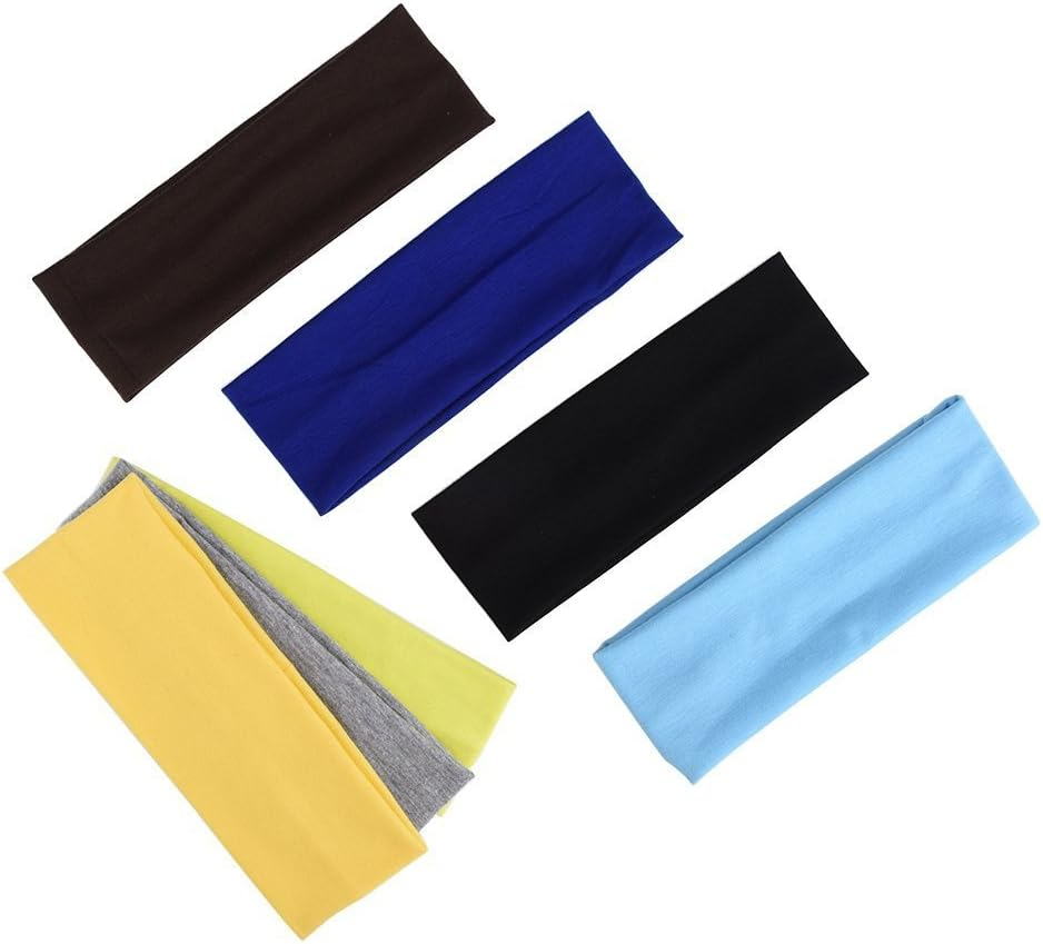 Lasenersm 12Pcs Soft Stretch Elastic Yoga Cotton Headbands Hair Wrap Accessories for Teens Women Girls Sports Teams Head Band image number 3