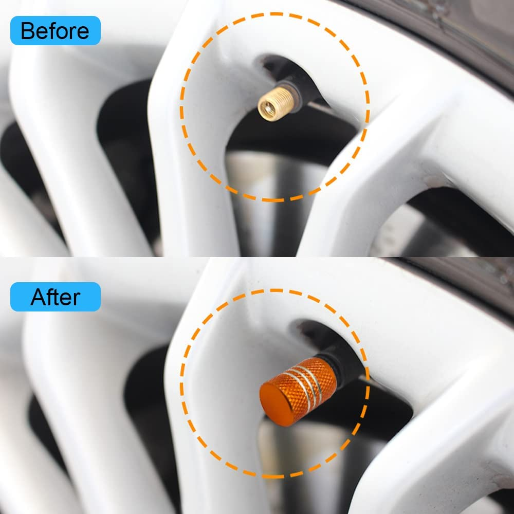 36 PCS Tire Valve Stem Caps, Finegood Aluminium Tire Valve Cap Universal Valve Stem Covers Tire Caps for Cars, Bikes, Trucks, SUVS, Motorcycles image number 1