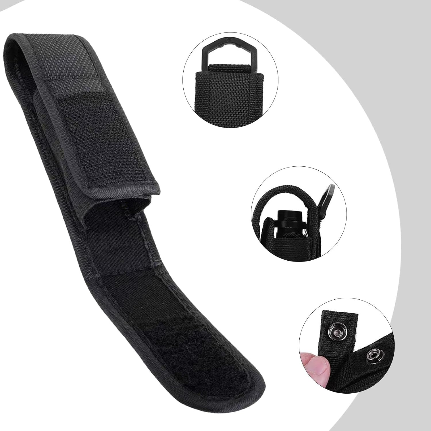 Sdhgerh Portable Torch Bag Oxford Fabric Torch Holder Belt Bag with Hook and Eye Closure for Hunting Outdoor Camping Hiking Fishing Black 16.5 X 4.5 X 4 Cm image number 4