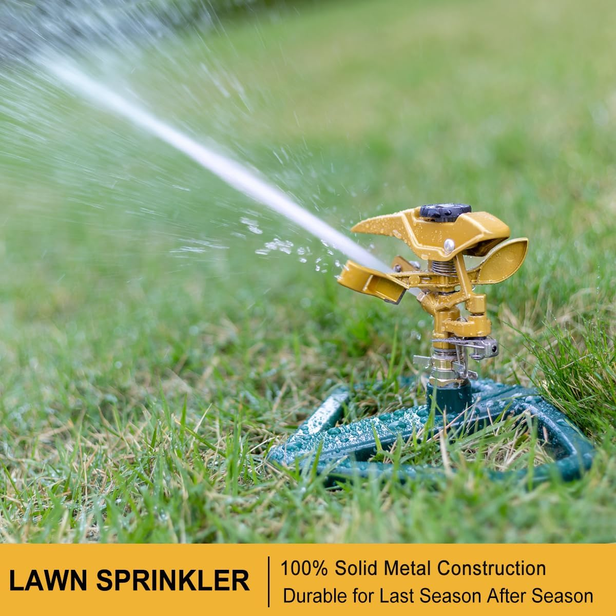 FANHAO Lawn Sprinkler with Metal Base, Pulsation Sprinkler, Impulse Sprinkler for Irrigation Areas up to 540 M&sup2;, 360&deg; Rotatable for Large Area Coverage image number 5
