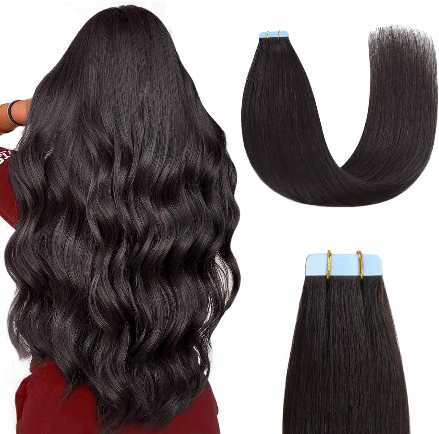 Sunya Tape-In Extensions, Real Hair, Bleach Blonde, 35 Cm, Invisible Straight Skin Weft Blonde Tape-In Extensions, #613 Bleach Blonde, 40 G, 20 Pieces/Pack image number 6