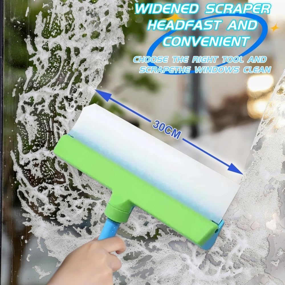 Blade Window Cleaning Kit, Aqua Blade Squeegee, Silicone Window Squeegee Kit, 3 in 1 Window Cleaning Scraper for Shower Glass Mirror Door Car image number 1