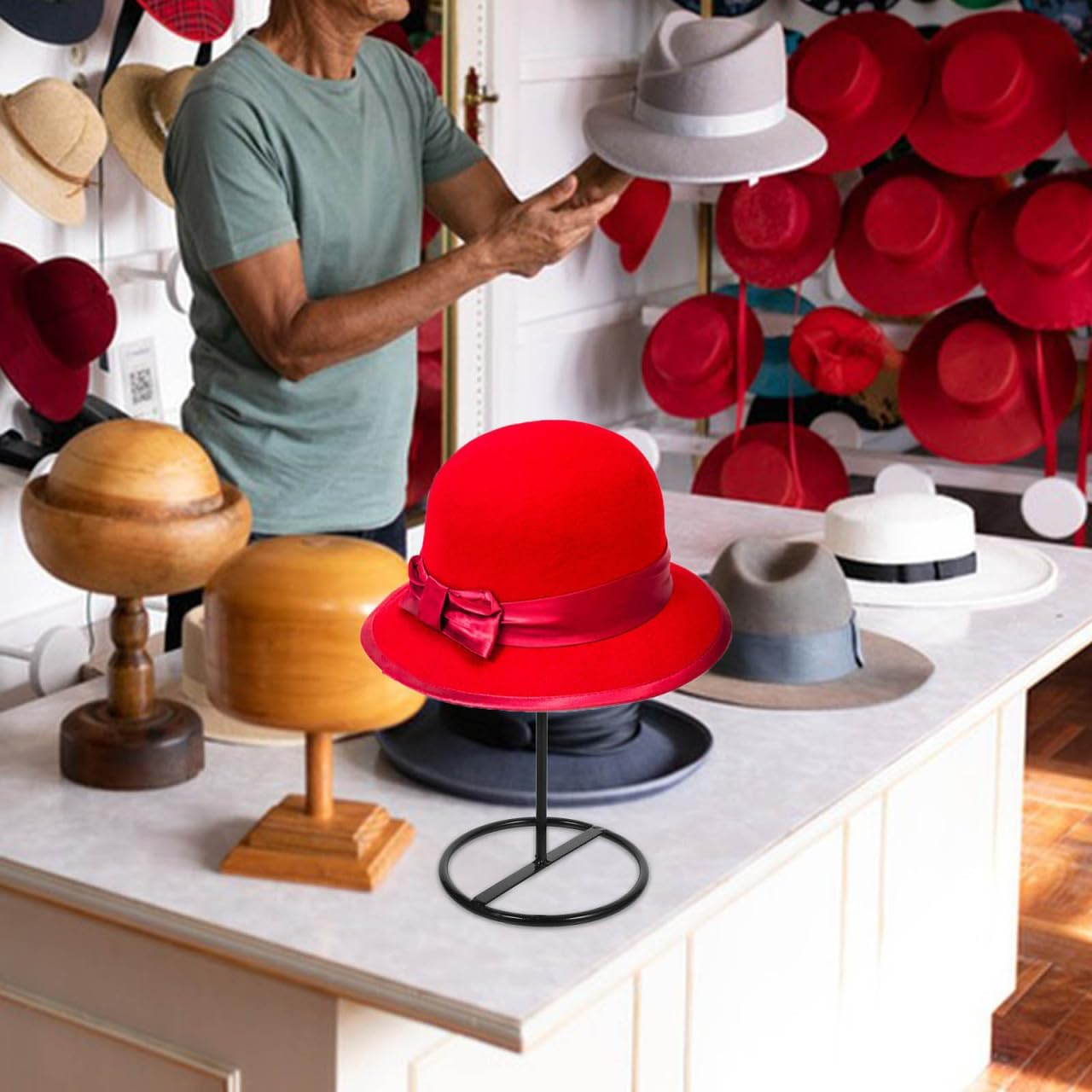 MAGICLULU Cap Display Stand Hat Organizer Hat Stand Hat Holder Organiser for Dad Hat Holder Shop Hat Rack Home Mall Use - As Shown image number 6