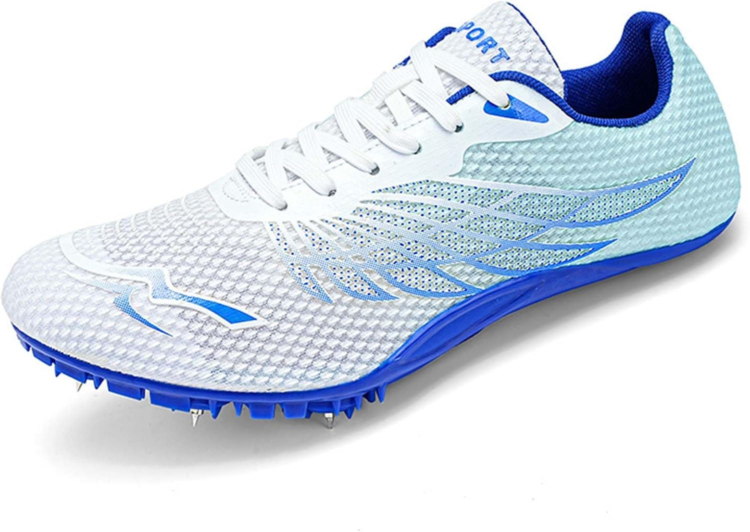 SDEQA New Track and Field Shoes for Mens Women Kids Boys Girls 8 Spikes Running Racing Shoes for Race Jumping Sprint Athletic Training