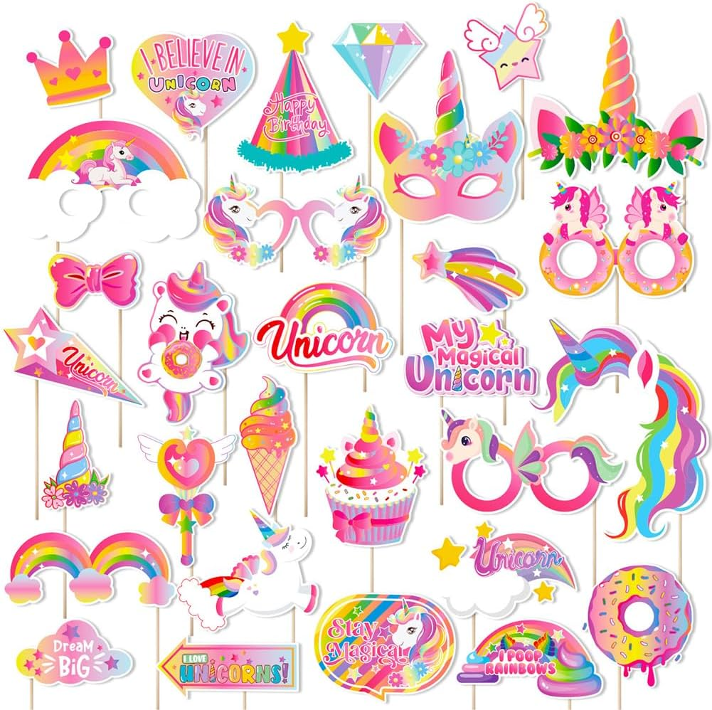 Unicorn Studio Prop Pink Photo Backdrop Unicorn Theme Birthday Party Selfie Prop for Unicorn Lovers (Pack of 30) image number 5