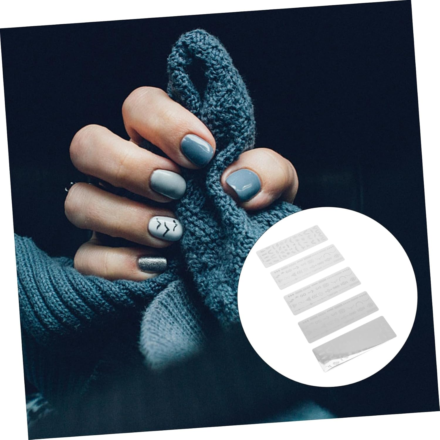 AUTSUPPL 5 Sheets Nail Art Stamping Plates Reusable Manicure Templates with Floral Butterfly Patterns for DIY Nail Art Women and Mothers image number 5