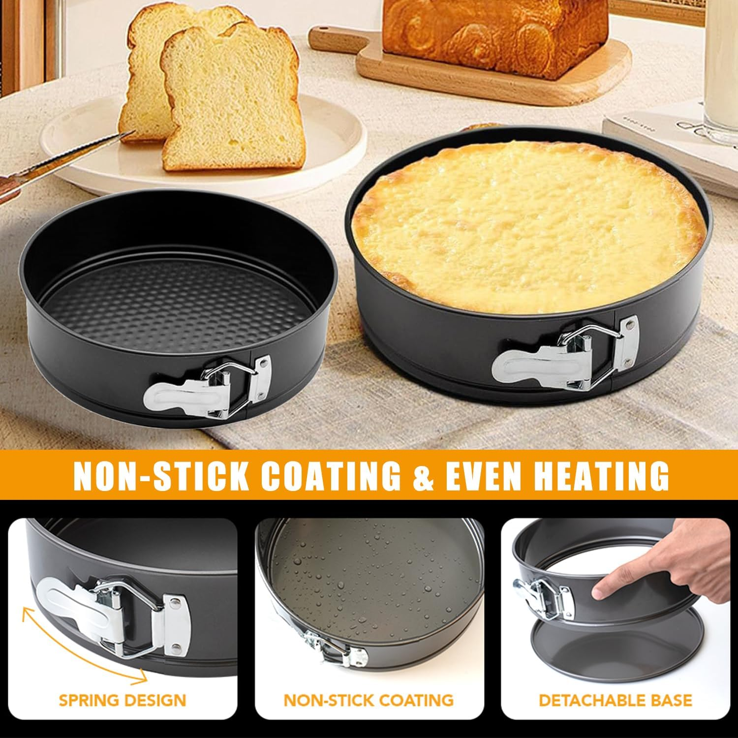 150PCS Cake Pan Set for Baking, Cake Decorating Supplies, 3 Non-Stick Springform Cake Pan, 24 Icing Tips, Cake Leveler, 2 Spatula, 3 Scrappers & More, Cake Decorating Kit Baking Supplies Tools image number 2