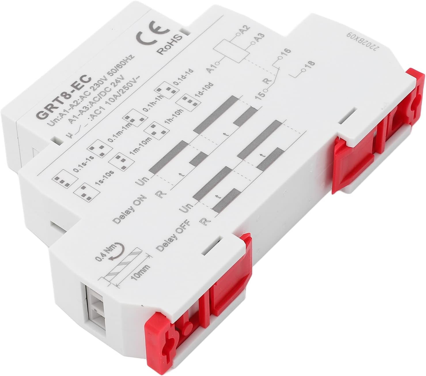 Multifunction Time Relay, Dual Function Mini Power off Delay Time Relay with LED Indicator, 0.1S-10Days AC230V or AC DC24V, Power off Timer Timing Relay (GRT8-EC) image number 4