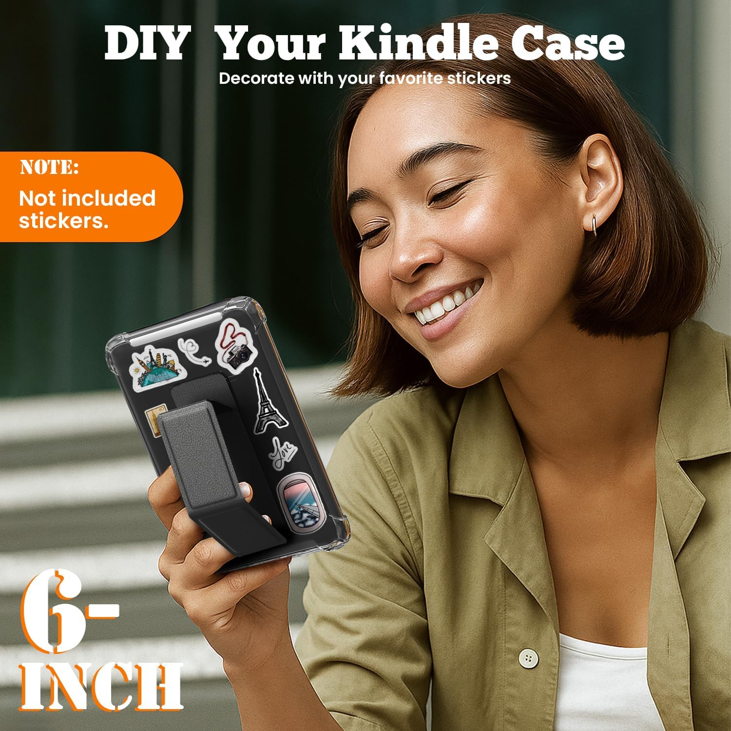 YAVIV Kindle Case for 11Th Gen 2024/2022 &ndash; Slim Clear Silicone Cover with Stand, Shockproof Soft TPU Protective Shell for 6" Kindle E-Reader, Clear Black - Clear Green image number 4